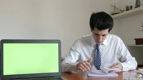 Businessman browse documents Stock Footage 62196789