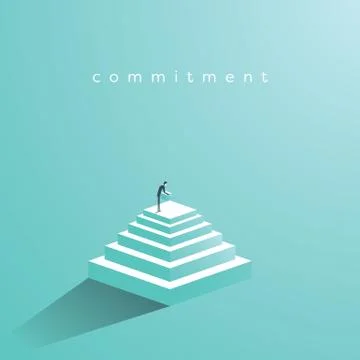 Businessman building steps vector concept. Symbol of determination, commitment Stock Illustration
