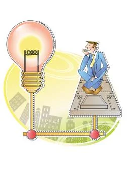 Businessman With Bulb Stock Illustration
