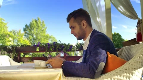 Businessman in a Cafe Stock Footage 68926413