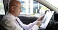 Businessman Calculate Calculator Expenses Earning Checking Document Car Interior 4k or 4k+ Resolution