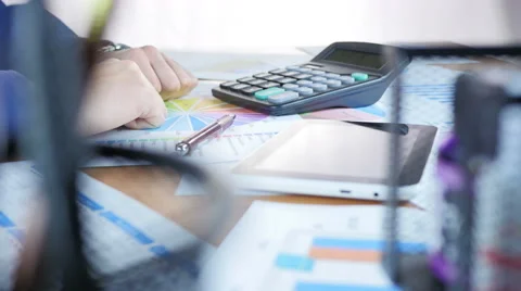 Businessman Calculate Tablet Pc Stock Footage 64058181