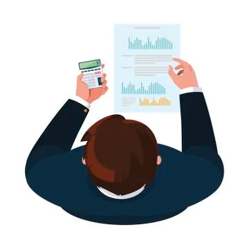 Businessman with calculator math and documents Stock Illustration