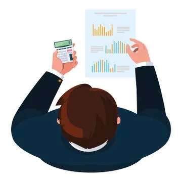 Businessman with calculator math and documents Stock Illustration