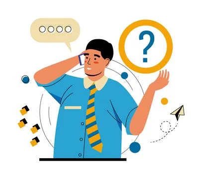 Businessman call. Using smartphone, communication, online brainstorm, Minimalist Illustrazione stock