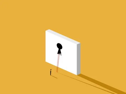 Businessman came up with a solution for the keyhole problem. イラスト素材