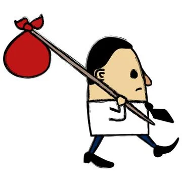 Businessman carrying a bundle Stock Illustration