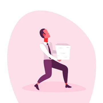 Businessman carrying paper documents stack paperwork burden stress overwork Stock Illustration