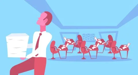 Businessman carrying paper documents stack paperwork burden stress overwork Stock Illustration