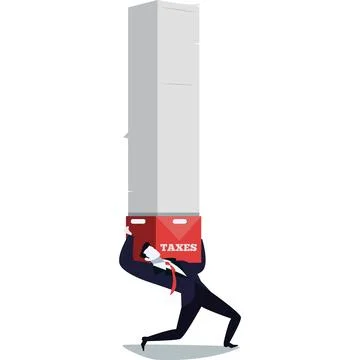 Businessman carrying stack taxes vector flat icon Illustrazione stock