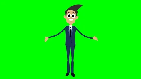Businessman cartoon animation element - explaining Stock Footage 101648774