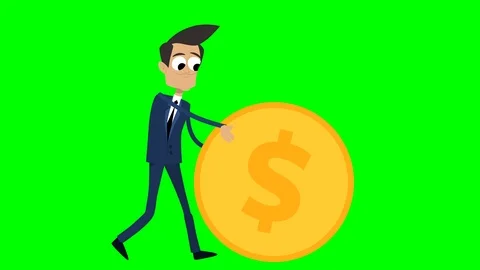 Businessman cartoon animation element - rolling a dollar coin Stock Footage 101649329