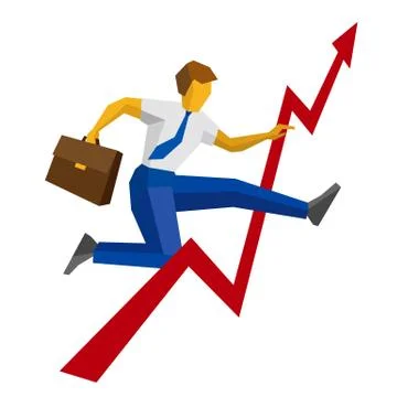 Businessman with case jump over decrease in chart Stock Illustration