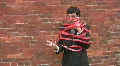 Businessman caught in red tape. HD Footage