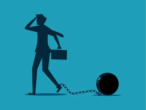 Businessman chained. Binding concept. lack of freedom Stock Illustration