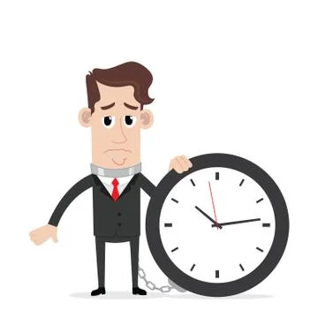 Businessman chained to time Stock Illustration