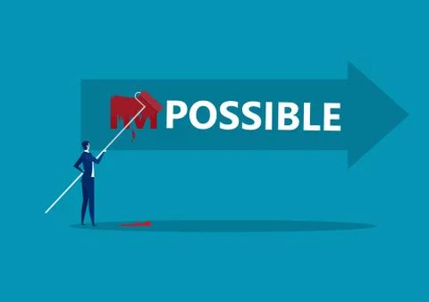 Businessman Changing the word impossible to possible with red color Stock Illustration