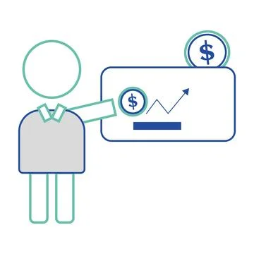Businessman character with a data graph Isolated business icon Vector Stock Illustration