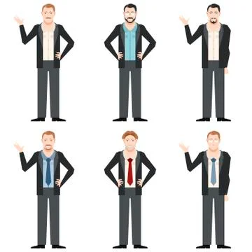 Businessman character flat set Stock Illustration