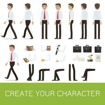 Businessman Character Generator Flat Vector Stock Illustration