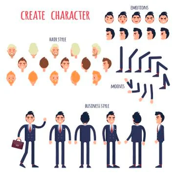 Businessman Character Generator Flat Vector イラスト素材