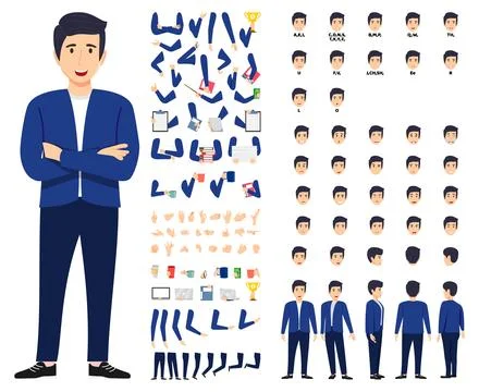 Businessman character set  posing Stock Illustration