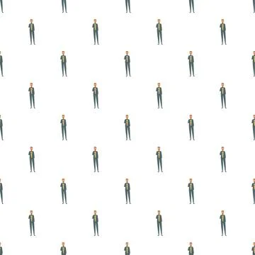 Businessman character standing pattern on white background Stock Illustration