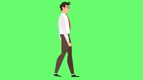Businessman Character Walking Cycle Loop Cartoon Animation Isolated with Luma Stock-Footage 140790910