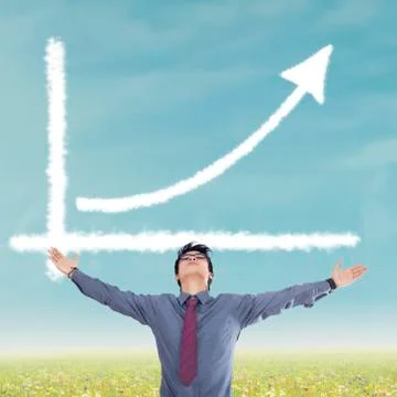 Businessman with a chart of cloud Ilustração Stock