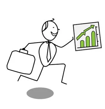 Businessman Up chart Illustrazione stock