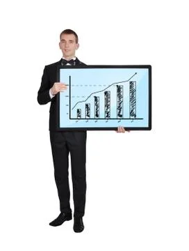 Businessman with chart Stock-Fotos