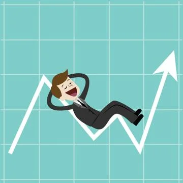 Businessman on chart. Raise the graph to get a lot of money Stock Illustration