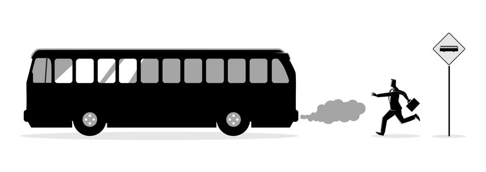 Businessman chasing the bus vector Stock Illustration