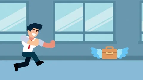Businessman Chasing Flying Briefcase Stock Footage 325037024