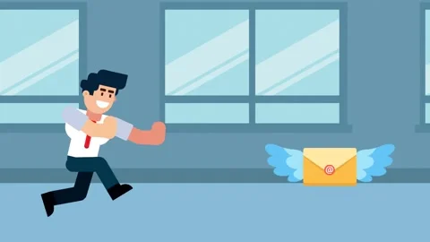 Businessman Chasing Flying Envelope Stock Footage 324859962