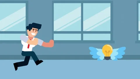 Businessman Chasing Flying Light Bulb Vídeos de archivo 324502356