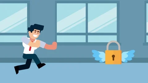 Businessman Chasing Flying Lock Stock Footage 324904509