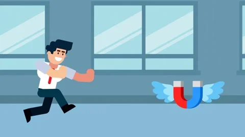 Businessman Chasing Flying Magnet 库存影片 324859964