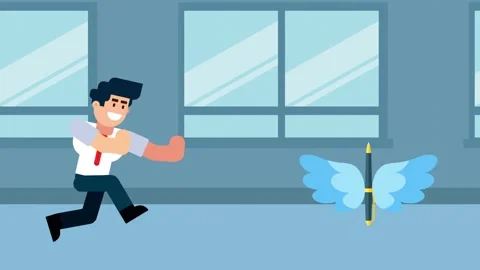 Businessman Chasing Flying Pen Vídeos de archivo 324904510