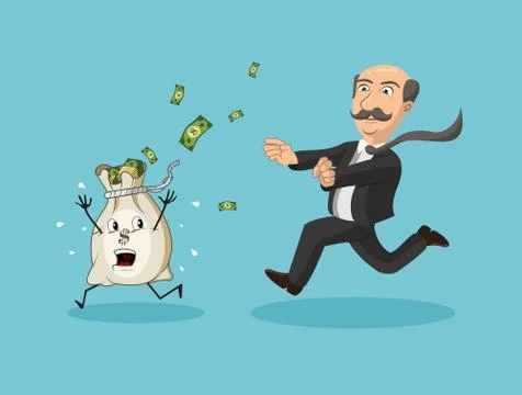 Businessman Chasing Money Bag Stock Illustration