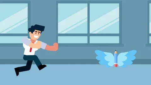 Businessman Chasing Pencil Video stock 324960366