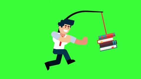 Businessman Chasing Stack of Books Video stock 318109862