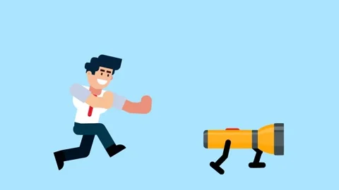 Businessman Chasing Walking Flashlight Illustration 库存影片 321905232