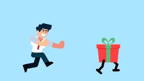 Businessman Chasing Walking Gift Box Illustration 库存影片 321973183
