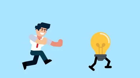 Businessman Chasing Walking Light Bulb Illustration Stock Footage 322073082