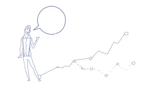 Businessman chat bubble speech visualization analysis finance graph financial Illustrazione stock