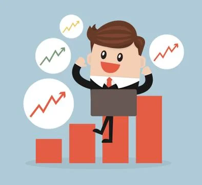 Businessman check graph on notebook.vector Stock Illustration