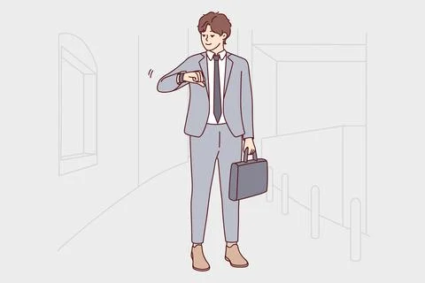 Businessman check time on clock Illustrazione stock