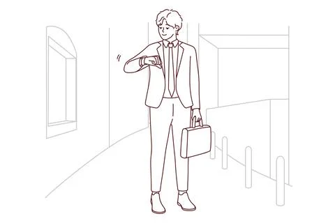 Businessman check time on clock Stockillustratie