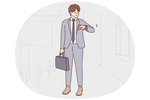 Businessman check time on clock Illustrazione stock